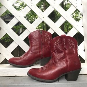 Ariat Darling Red Leather Western Ankle Boots